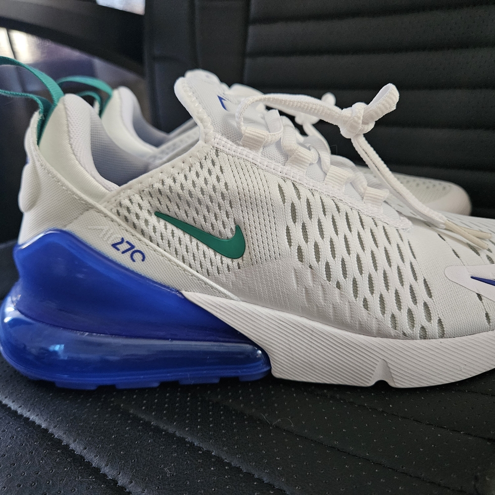 Nike Air Max 270 White and Blue Sneakers
